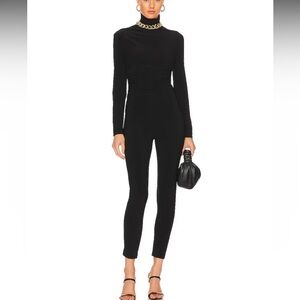 Norma Kamali Shirred waist Long-Sleeve Catsuit